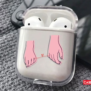 Due mani con filo rosso Custodia per AirPods a forma di cuore Custodia per AirPods a forma di cuore rosso Regalo migliore Custodia per AirPod a forma di mano Due mani Regalo carino Filo per AirPods 1