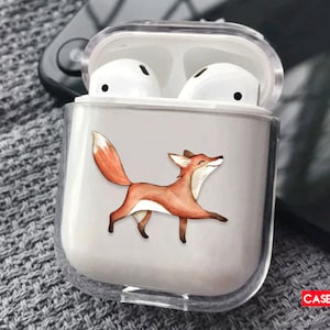 Watercolor fox painting AirPods case painting for you watercolor painting orange apple airpod fox great gift happy fox handmade