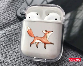 Watercolor fox painting AirPods case happy fox For You painting Airpods Pro orange AIRPOD fox AirPods 1 cover watercolor painting