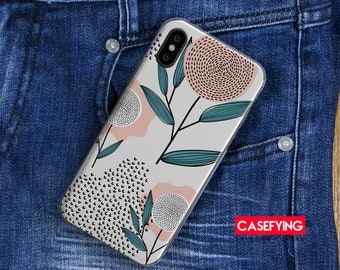 Abstract flowers with lines , print for  lines Note 10 lite floral art A90 case flowers iPhone case floral pattern abstract M31 case