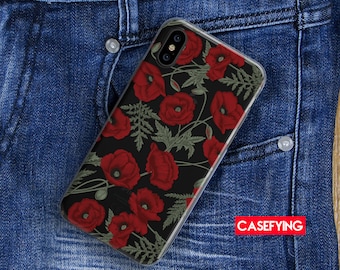 Cool red poppy , print for  floral pattern flowers Huawei Case plants A90 case red poppy S9 case poppy pattern iPhone floral P40 pro case