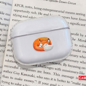 Watercolor sleeping fox AirPods case cute fox best gift fox airpods 2 drawing airpod pro tail tpu airpods sleeping fox airpods