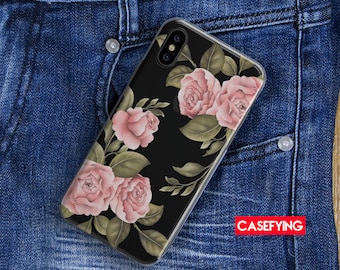 Cute pink flowers , print for  flowers Galaxy Case Cute flowers iphone5 floral pattern trendy iphone 7 leaves Huawei cover