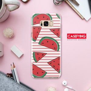 Arte dell'anguria dei cartoni animati, stampa per la custodia per iPhone con linee di frutta, custodia per Galaxy con linee rosa per iPhone XR con frutta, custodia per Note 9 con cartoni animati per iPhone 5.