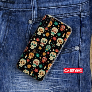 Day of the dead , cool design , skulls , print for  skull iphone xs skulls iphone 5 skull pattern xs max candle s8 plus case