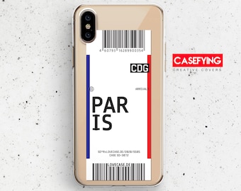 Airplane ticket to Paris , print for  travelers A9 case Paris P20 case Airplane ticket ticket xs max France A90 5G case boarding pass iPhone