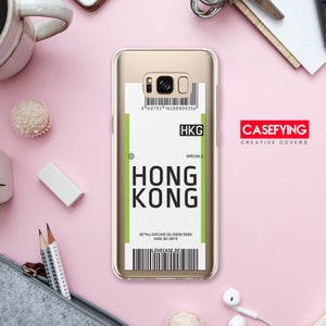 Passagem aérea para Hong Kong, impressão para capa de celular para iPhone XR Traveler A9 de Hong Kong, passagem aérea, cartão de embarque XS Max, presente para ele, capa para iPhone S8