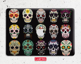 Day of The Dead colorful sugar skulls hard plastic case for all MacBook models