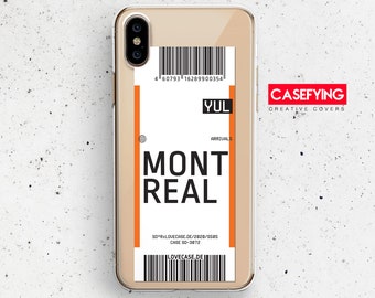 Boarding pass to Montreal , print for  Montreal iphone 6 plane ticket S7 case travels P40 pro case Boarding pass iPhone ticket A90 5G case