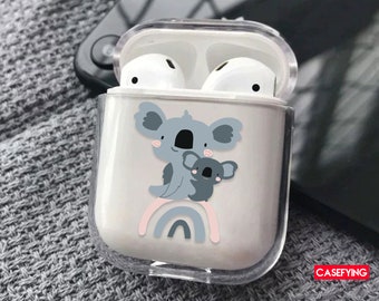 Two koalas drawing AirPods case cute koalas gift men koala TPU AirPods two koalas Air Pods grey koalas AIRPOD drawing AirPods gift