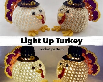 Light Up Turkey | Crochet Pattern | pdf download | Home Decor | Thanksgiving | Autumn | Holidays
