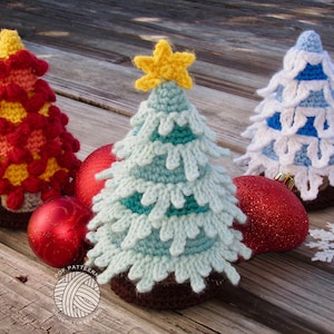 3 Rustic Holiday Christmas Trees (one piece) | CROCHET PATTERN | pdf download | Thanksgiving | New Year&#39;s | quick and easy DIY home decor