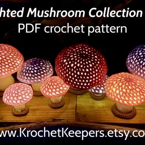 2-in-1 BUNDLE Lighted Flat-topped Mushrooms Collection 2 plus Nature Accessories Pack Crochet Pattern PDF download Home Decor image 7