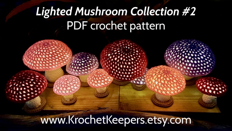 2-in-1 BUNDLE Lighted Flat-topped Mushrooms Collection 2 plus Nature Accessories Pack Crochet Pattern PDF download Home Decor image 7