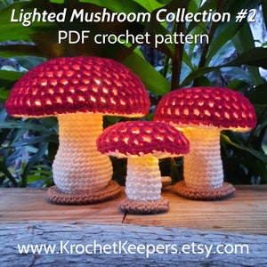 2-in-1 BUNDLE Lighted Flat-topped Mushrooms Collection 2 plus Nature Accessories Pack Crochet Pattern PDF download Home Decor image 4