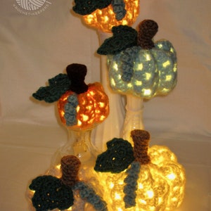 Lighted Granny Pumpkins 3 sizes CROCHET PATTERN pdf download Rustic Farmhouse Pumpkins Holiday Ornament Decoration DIY Decor image 7