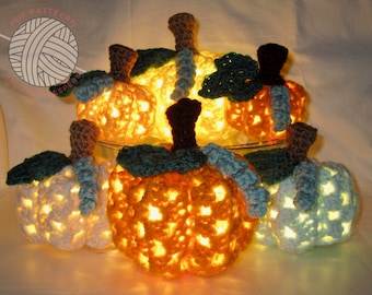 Lighted Granny Pumpkins (3 sizes) | CROCHET PATTERN | pdf download | Rustic Farmhouse Pumpkins | Holiday Ornament Decoration | DIY Decor