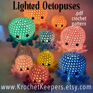 Quick & Easy Lighted Octopus (2 sizes) | CROCHET PATTERN | pdf download | Home Decor | Nursery Decor | Beginner friendly