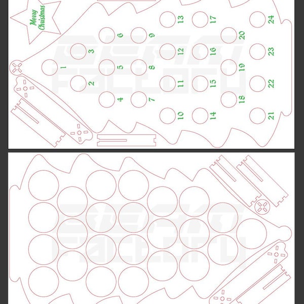 Wine Tree Advent Calendar Laser Cut File - To Be Cut By Purchaser (1/8" and 1/4" material) - Not Finished Object - Booze Tree