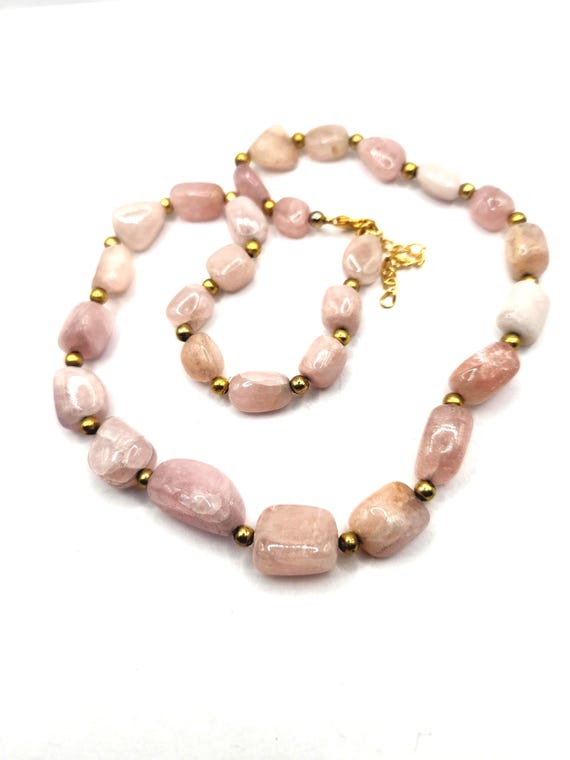 Collier Vintage Années 70 - Pendentif Quartz Rose Et Chrome - Style Moderniste - Imposant