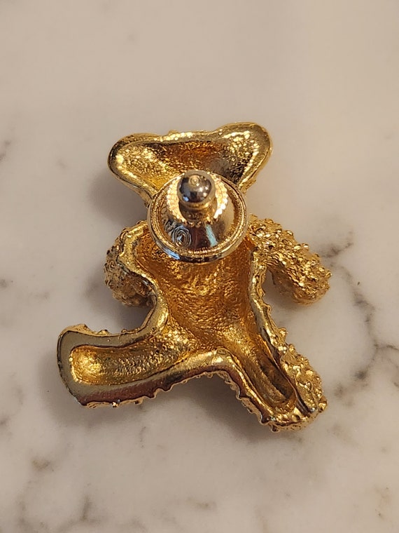 Vintage Avon Gold Tone Teddy Bear Lapel Pin Brooch - image 3