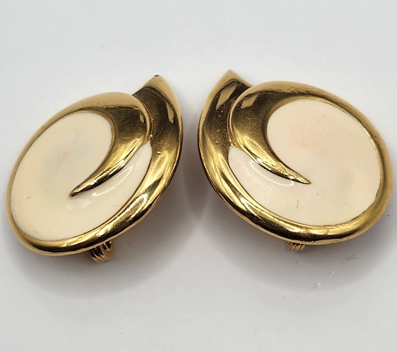 Boucles D'oreilles Clips Monet Vintage En émail Multicolore - Occasion - Bijou Rétro