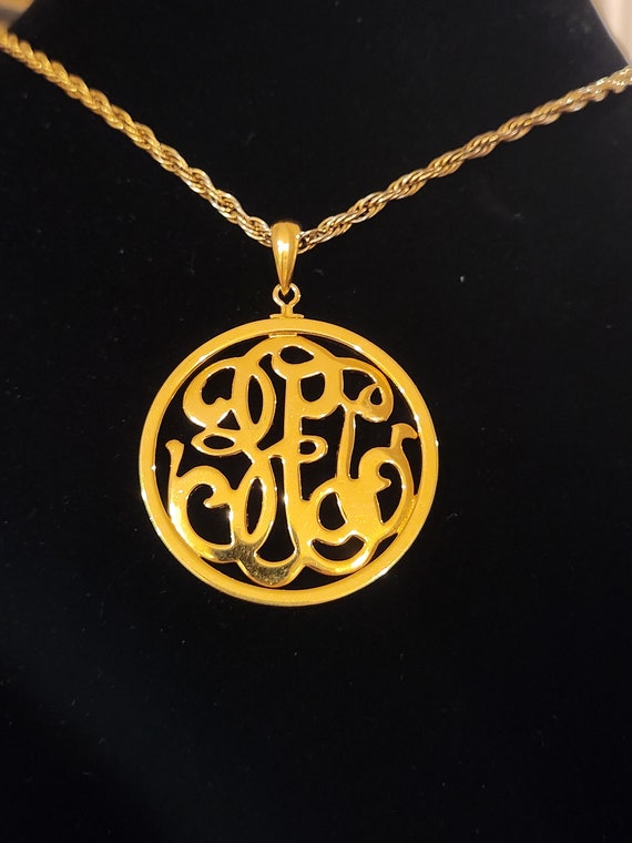 Vintage Roget TM Large Monogram Necklace