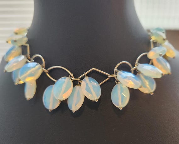 Collier Art Déco En Argent 925 Avec Opale Et Marcassite - 18 Pouces - Neuf Avec étiquettes