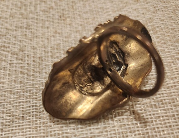 Antique Brass Statement Ring with Red Howlite - image 4