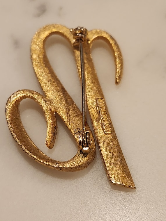 Vintage Gold Tone Initial script "N" by "Mamselle" - image 5