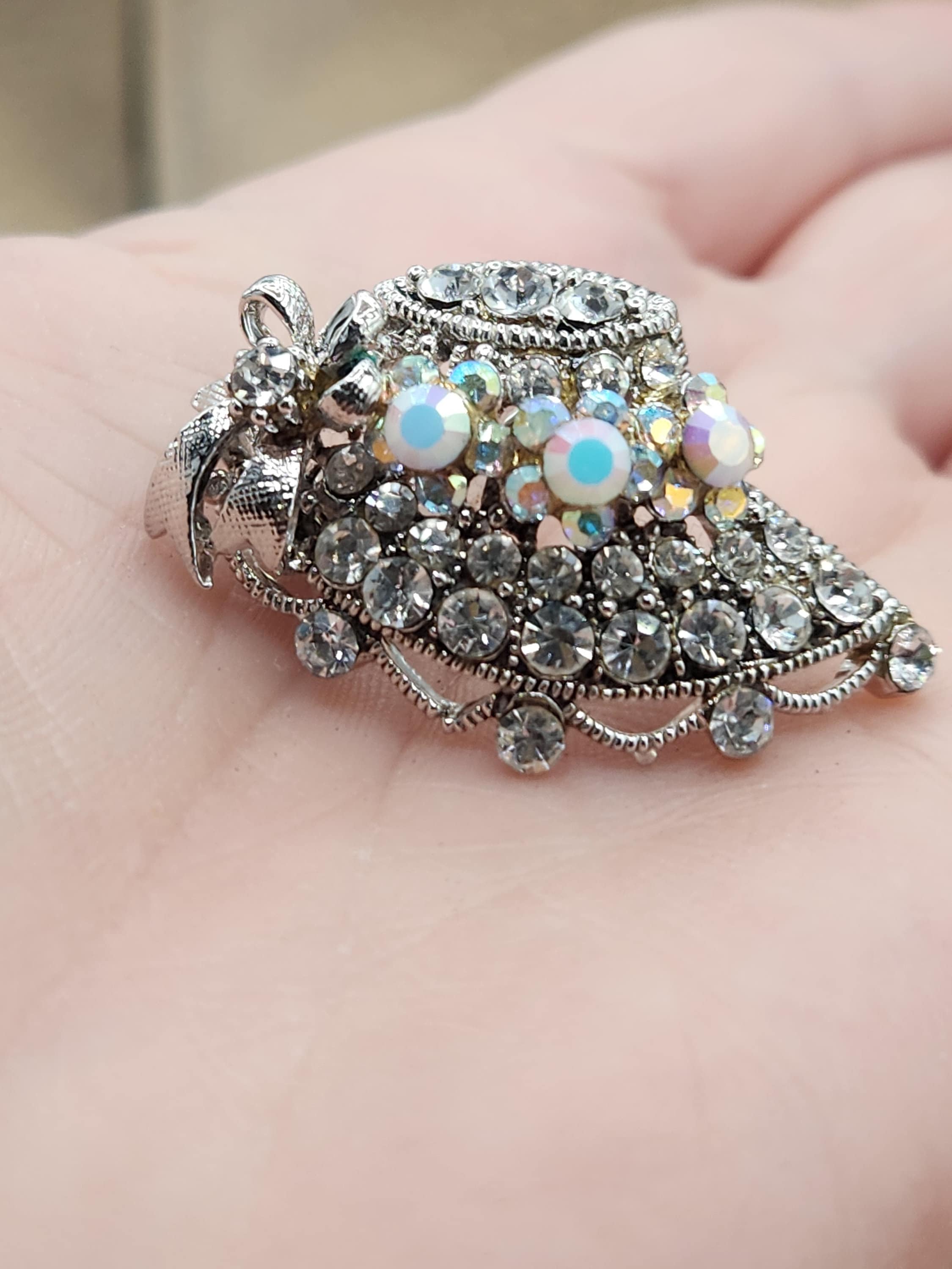 Vintage Rhinestones Hat Shaped Pin Brooch - Etsy