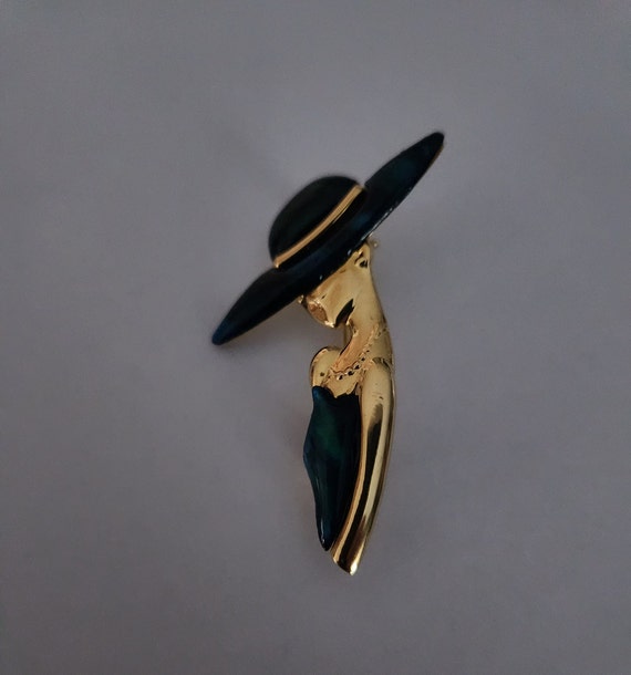 Vintage Park Lane Haute Couture Lady in Hat Brooch - image 1