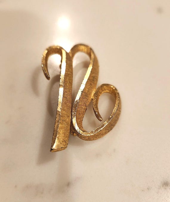 Vintage Gold Tone Initial script "N" by "Mamselle" - image 1