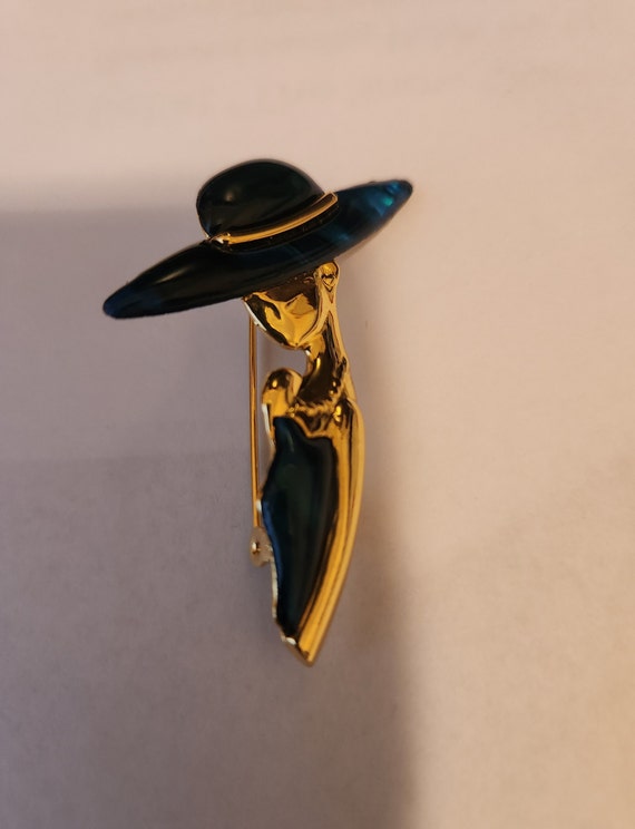 Vintage Park Lane Haute Couture Lady in Hat Brooch - image 2