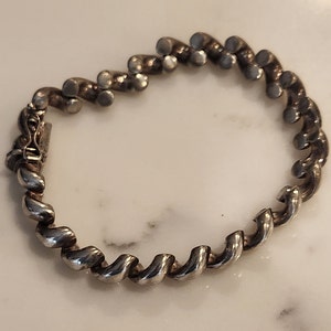 Vintage Silver Itaor Italy Wave Link Bracelet