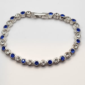 Vintage Avon Blue and Clear Sparkling Crystals Tennis Bracelet