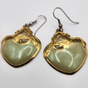Vintage Edgar Berebi Gold Tone Enamel Dangling Earrings