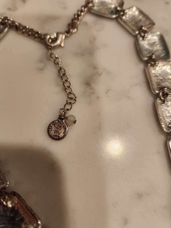Vintage Silver Tone Rectangular Chunks Choker Nec… - image 4