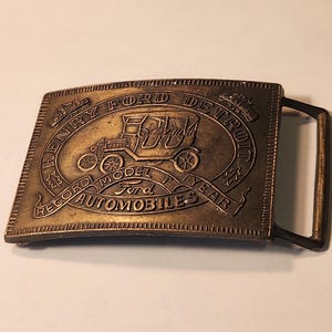 Vintage Henry Ford Detroit Brass Belt Buckle