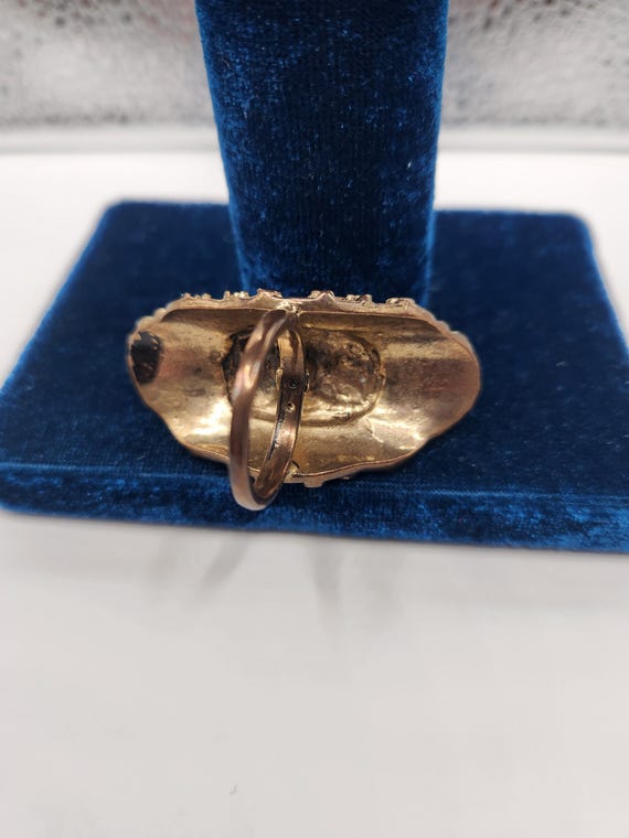 Antique Brass Statement Ring with Red Howlite - image 6