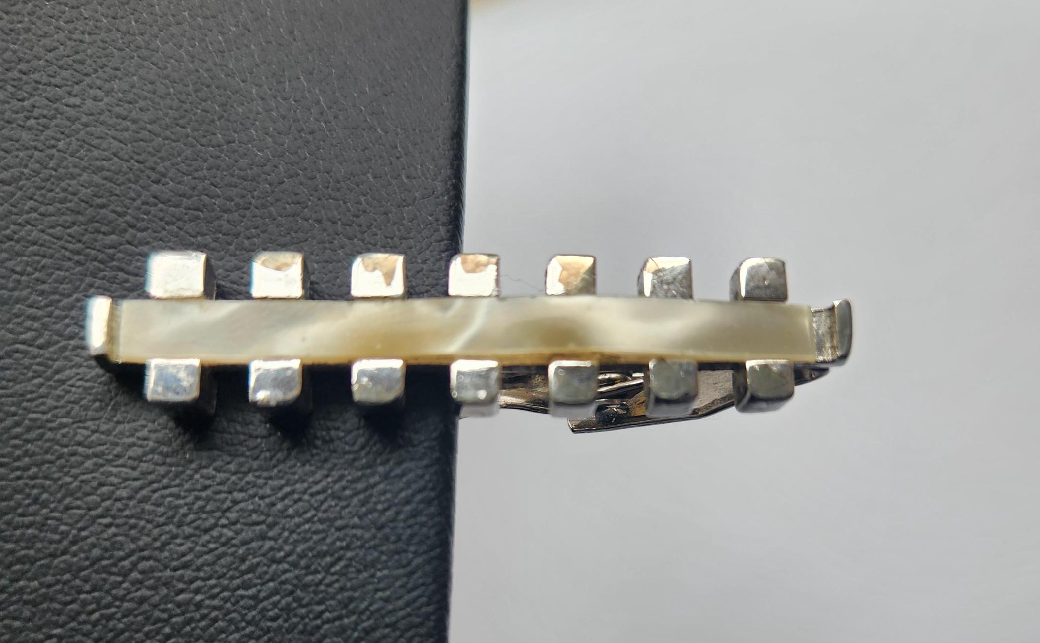 Pince à Cravate Vintage SWANK - Or Blanc Et Nacré - Multi-textures - Longueur 2,25'' - Pour Homme