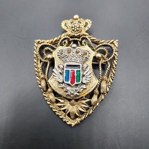 Vintage Krone Schild Flügel Wappen Brosche Pin