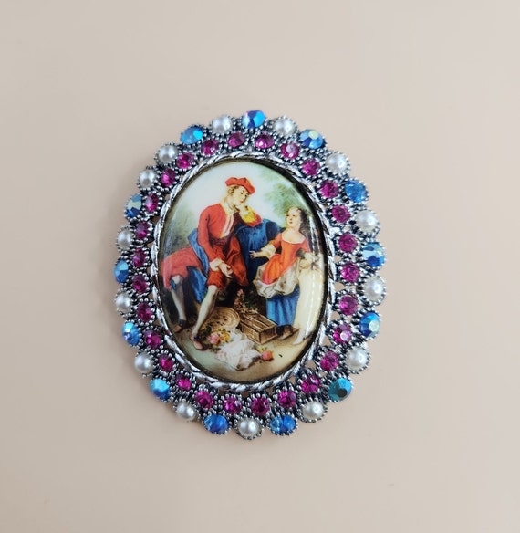 Vintage Large Dodds Cameo Victorian Painting Faux… - image 4