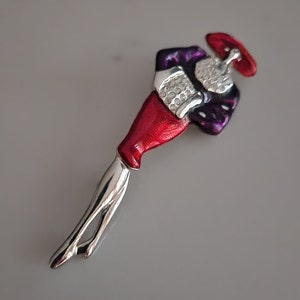 Vintage Red Hat Diamond Rhinestone Enamel Pin Brooch