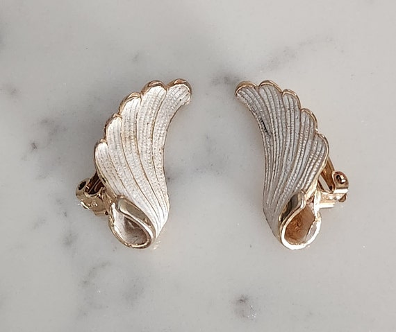Vintage Gold and Silver Tone Brushed Angel Wings … - image 1