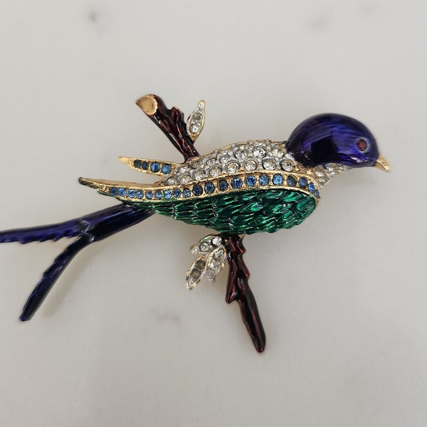 Vintage phoenix swallow enamel With Rhinestones Bird Pin Brooch