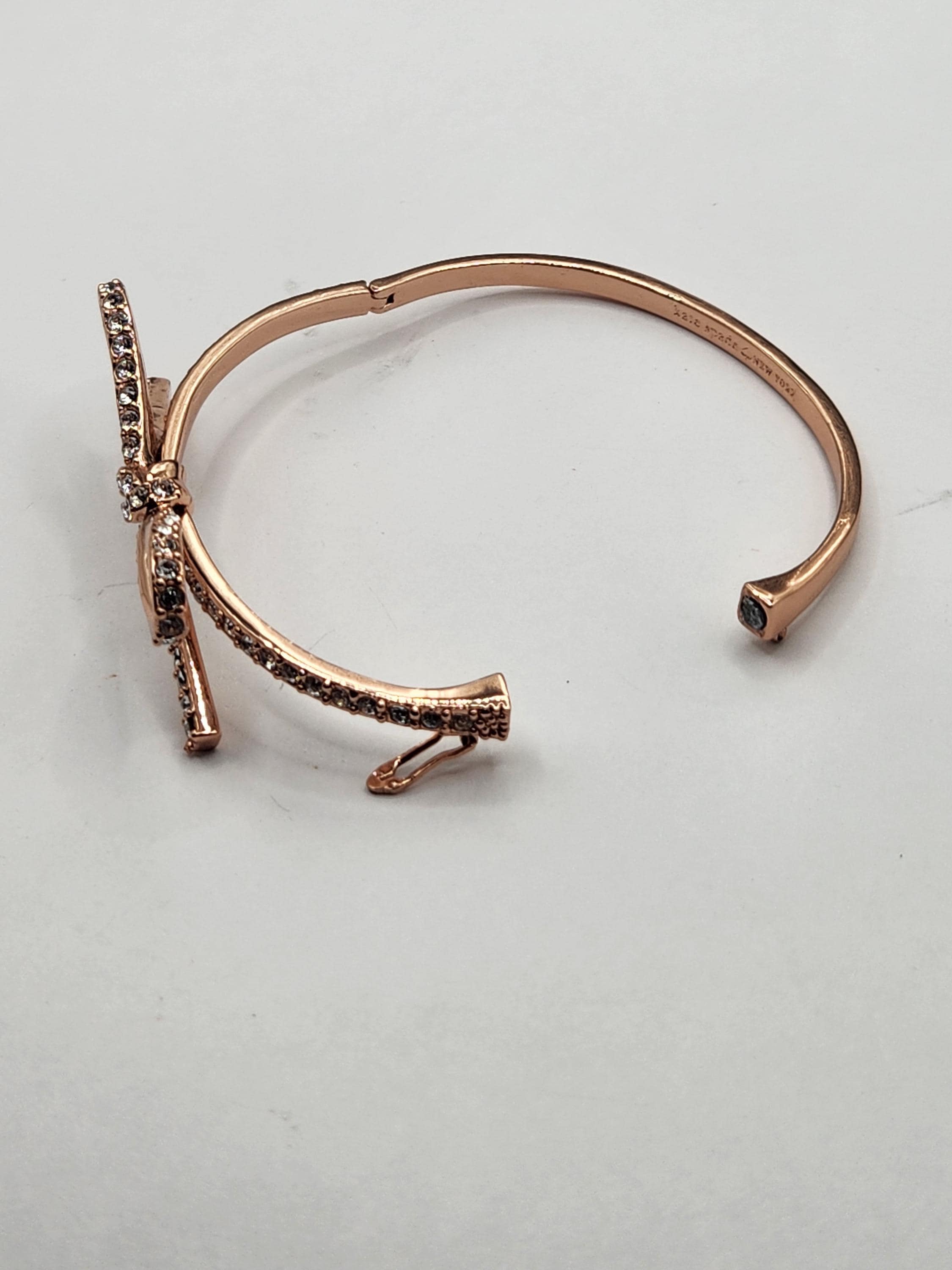 Kate Spade Rose Gold Bow Bracelet with Crystal Accents Kate Spade Skinny Mini Pave Bow Bangle Bracelet, Rose Gold main image 4