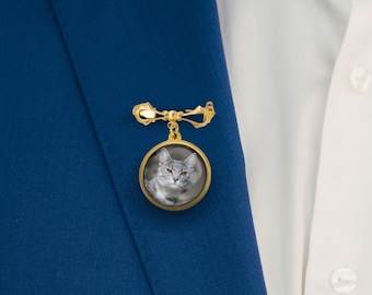 Personalizowana przypinka ślubna ze zdjęciem zwierzaka dla pana młodego, prezent od panny młodej, prezent na znak kondolencji, pamiątka na pamiątkę, zawieszka ze zdjęciem psa, spersonalizowany prezent ślubny