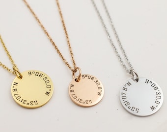 Coordinate Necklace for Bridesmaid gift, custom coordinates necklace, latitude longitude necklace, gps coordinate necklace, mothers day gift