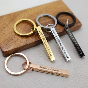 Personalized bar keychain, Drive Safe Keychain, custom gift for him, engraved Coordinates keychain, gift for groomsman, keychain for women